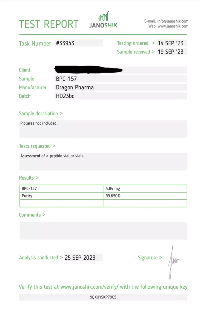 bpc 157 lab test report