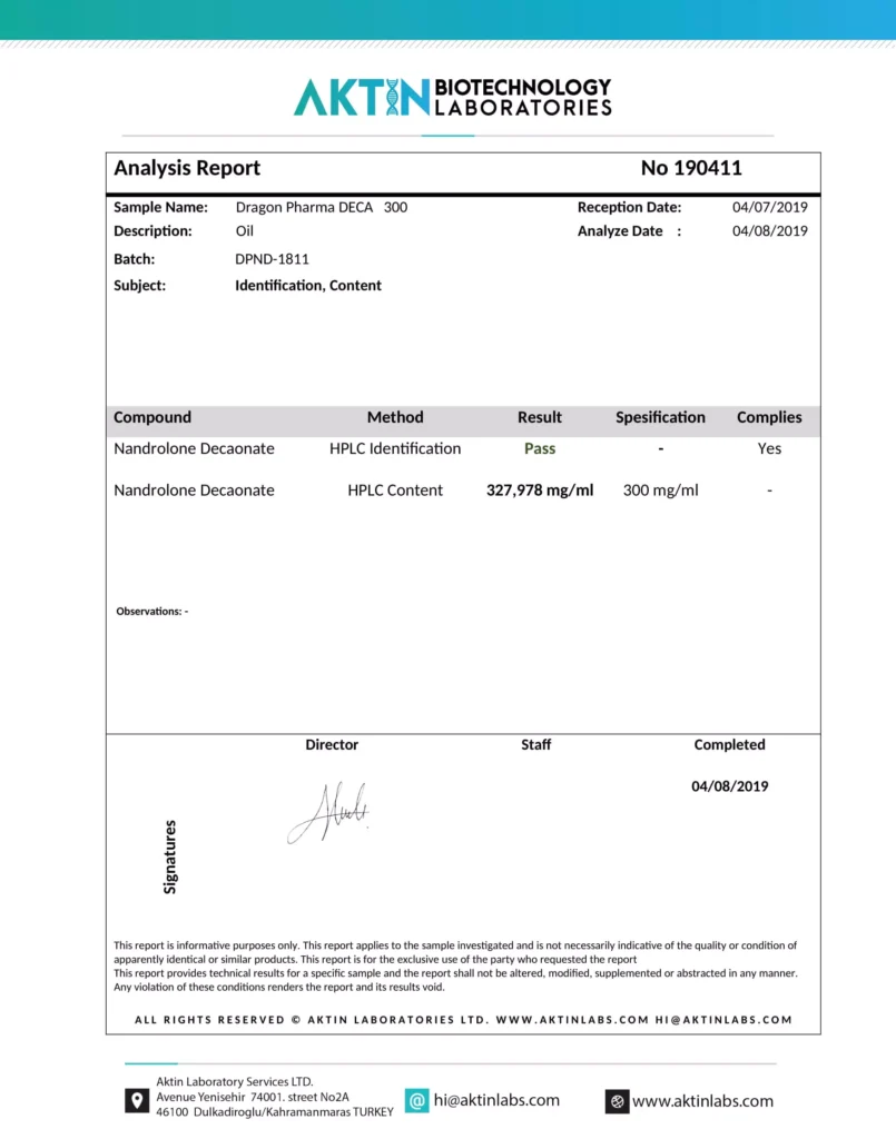 deca 300 lab test report