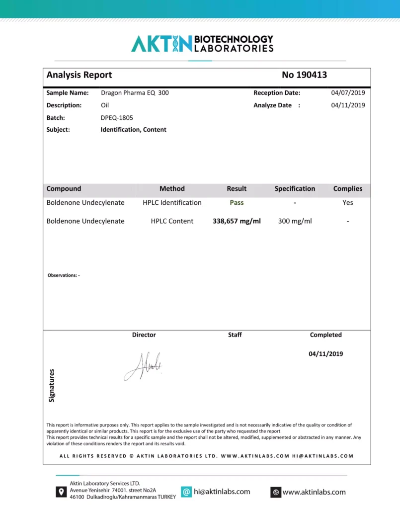 eq 300 lab test report