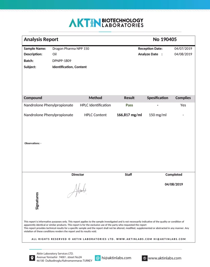 npp 150 lab test report